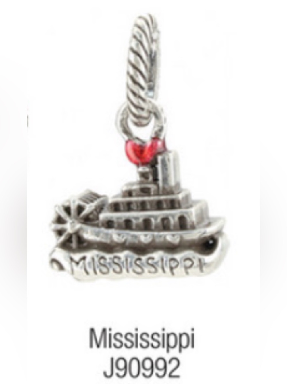 🛥️ BRIGHTON ‘Mississippi’ Silver Riverboat Charm with Red Accent!